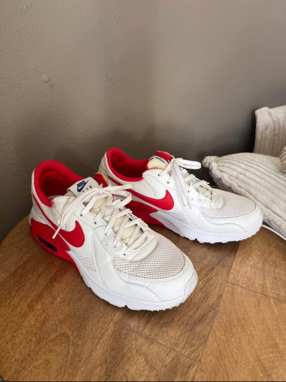 Nike Women's White and Red Air Max Style Athletic Sneakers
